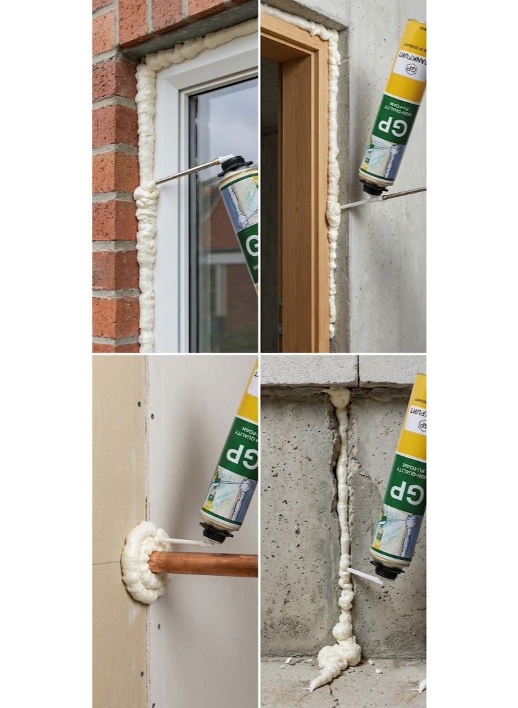 GP German Multi-Purpose PU Foam Spray - 750 ml - High-Expansion Expanding Foam Sealant for Gaps, Cracks, AC Units, Doors, Windows, and Aluminum Kitchens - Image 3